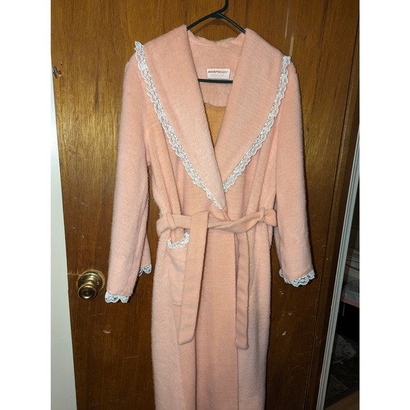 Vintage Rhapsody by Glazier Plush Velour Pink Robe Rare Soft Large Women's Warm - Picture 11 of 14